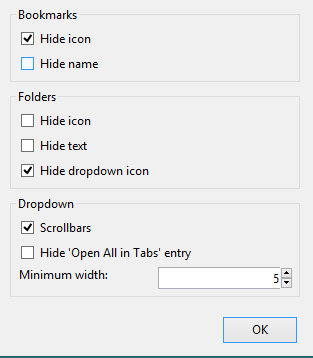 set preferences for folders and dropdown option