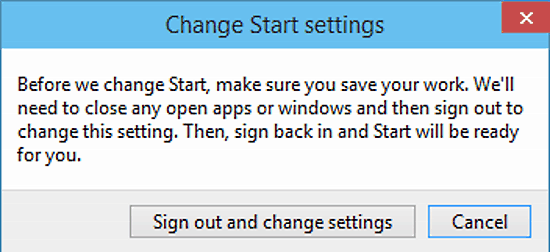 signout confirmation dialog box