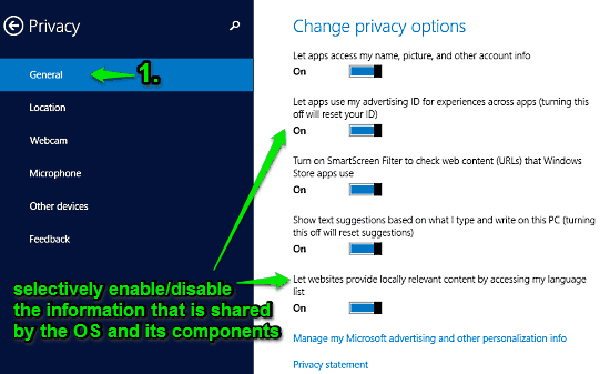 How To Change General Privacy Options In Windows 10?