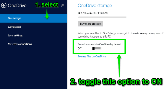turn save documents to onedrive by default on