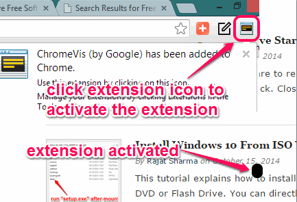 use extension icon or hotkey to activate the extension