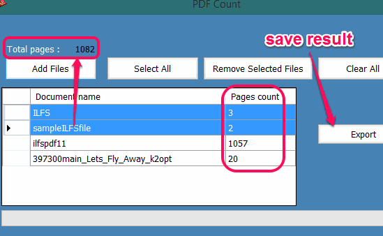 view total pages of PDF files and save result
