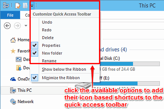 windows 10 customize quick access toolbar