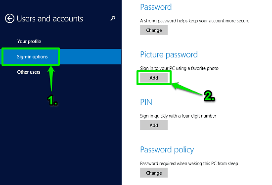 windows 10 picture sign-in options picture password