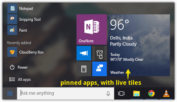 windows 10 start menu