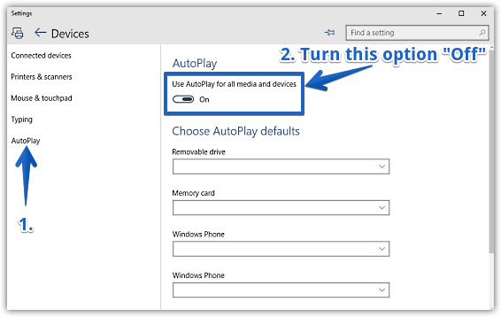windows 10 turn off autoplay