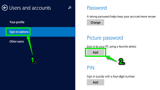 windows 10 user and accounts section