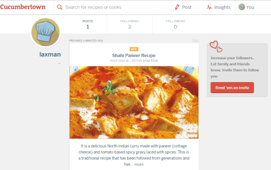 write recipes and publish online