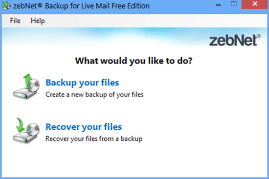 zebnet backup for livemail ui