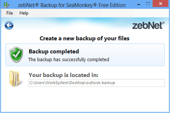 zebnet backup for seamonkey backup done