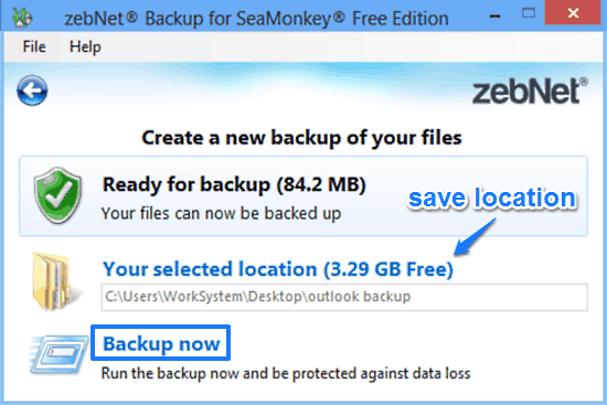 zebnet backup for seamonkey backup prompt