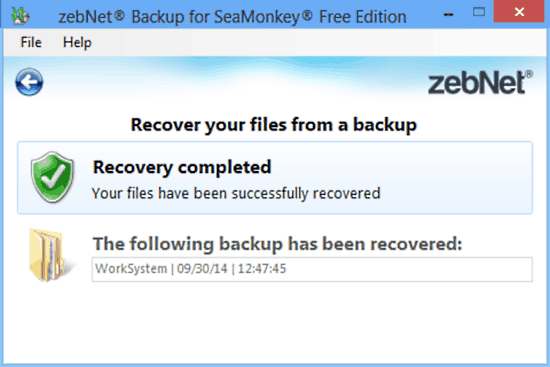 zebnet backup for seamonkey recovery done