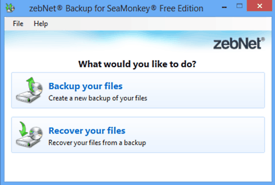 zebnet backup for seamonkey ui