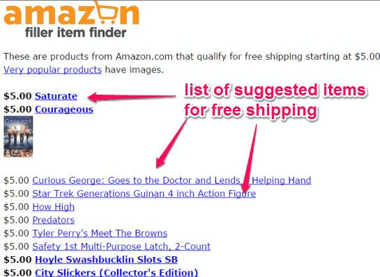Amazon Filler Item Finder- find filler products for free shipping on Amazon