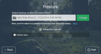Choose Backup Location to Restore