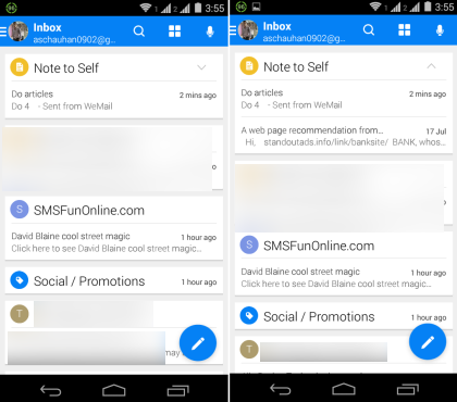 Inbox view of WeMail