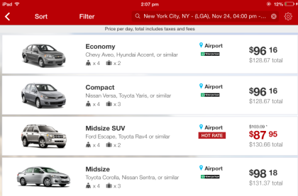 List of Cars Rental