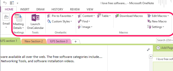 Onetastic add in for OneNote