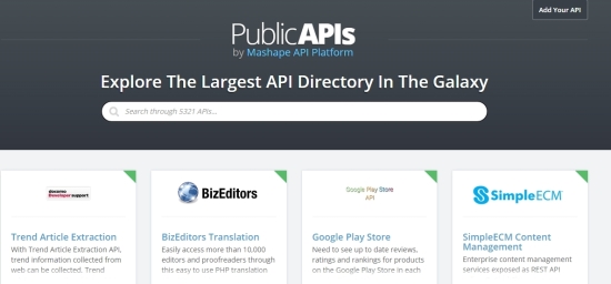 PublicAPIs Homepage
