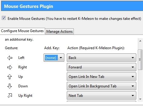 K-Meleon Mouse Gesture Configuration