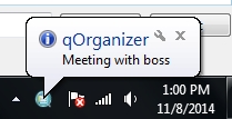 qOrganizer Desktop Notification