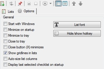 sChecklist Options