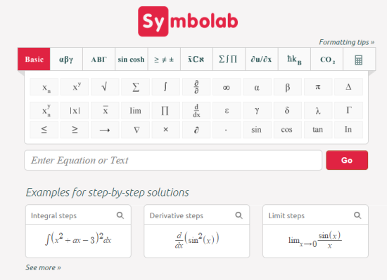 Symbolab Homepage