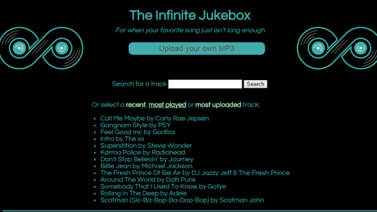 The Infinite Jukebox- homepage
