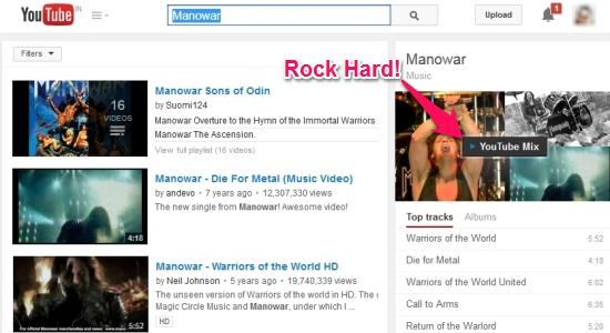 YouTube Music Feed Search Artists/Tracks