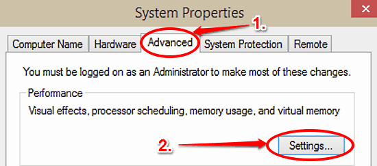 advanced performance settings