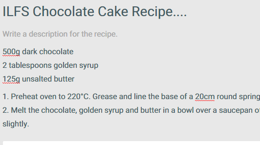 enter recipe details