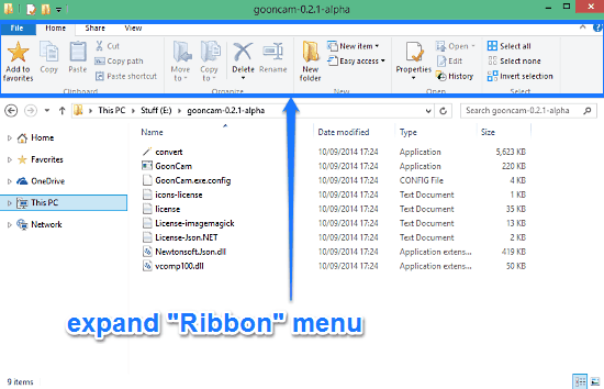 expand ribbon menu