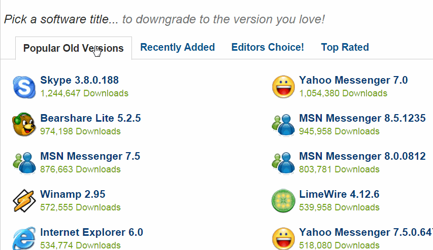 OldVersion.com Recommended Software