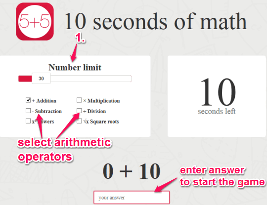 free online math game to solve arithmetic questions