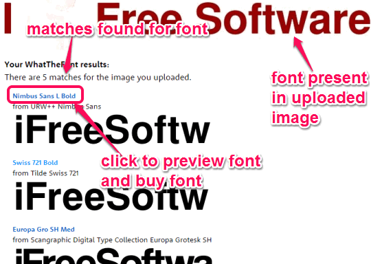matches found for font present in image