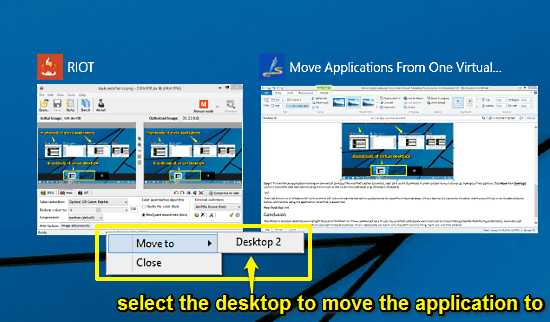 move application to another desktop