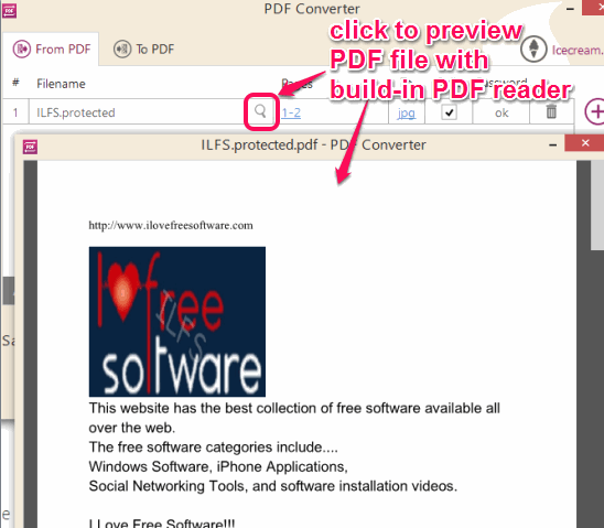 preview a PDF file with its build-in PDF reader