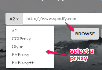 select a proxy and browse a webpage