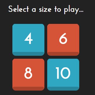 select a size for grid to play the game
