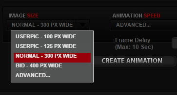 set image size and animation speed