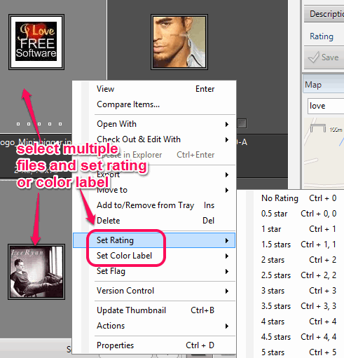 set rating and color label to multiple files together