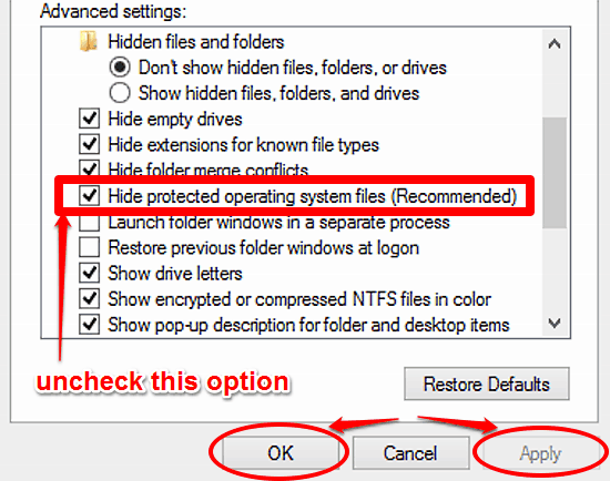 show protected system files