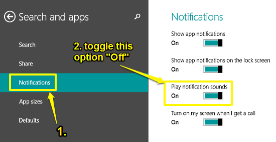 turn app notification sounds off