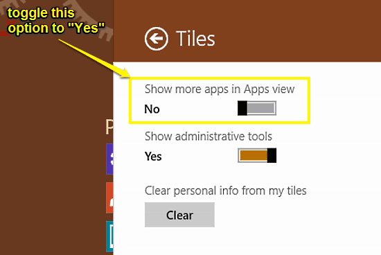 turn on show more apps in apps view
