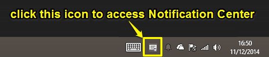 windows 10 access notification center