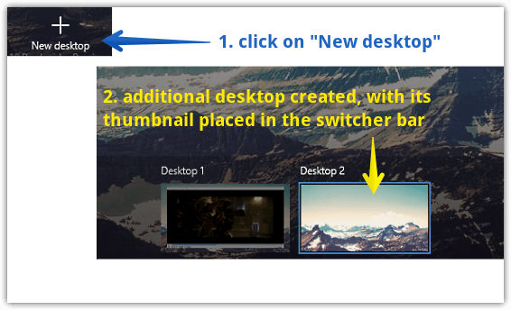 windows 10 additional desktop created