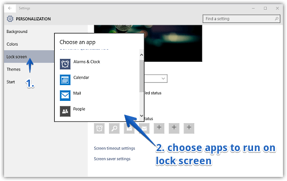 windows 10 choose apps to run on lock screen