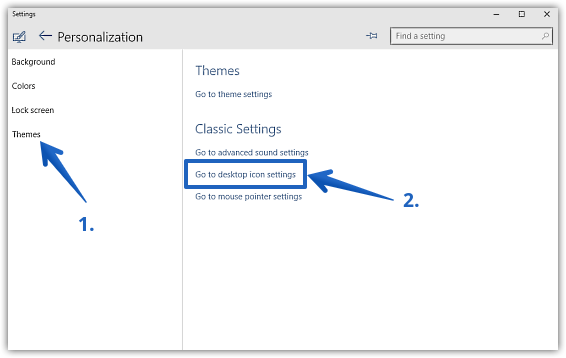 windows 10 go to desktop icon settings