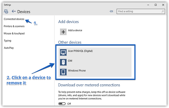 windows 10 remove a device