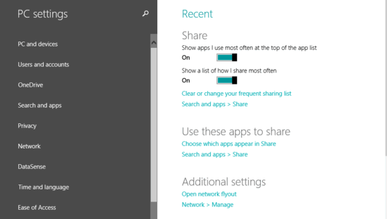 windows 10 select apps for sharing